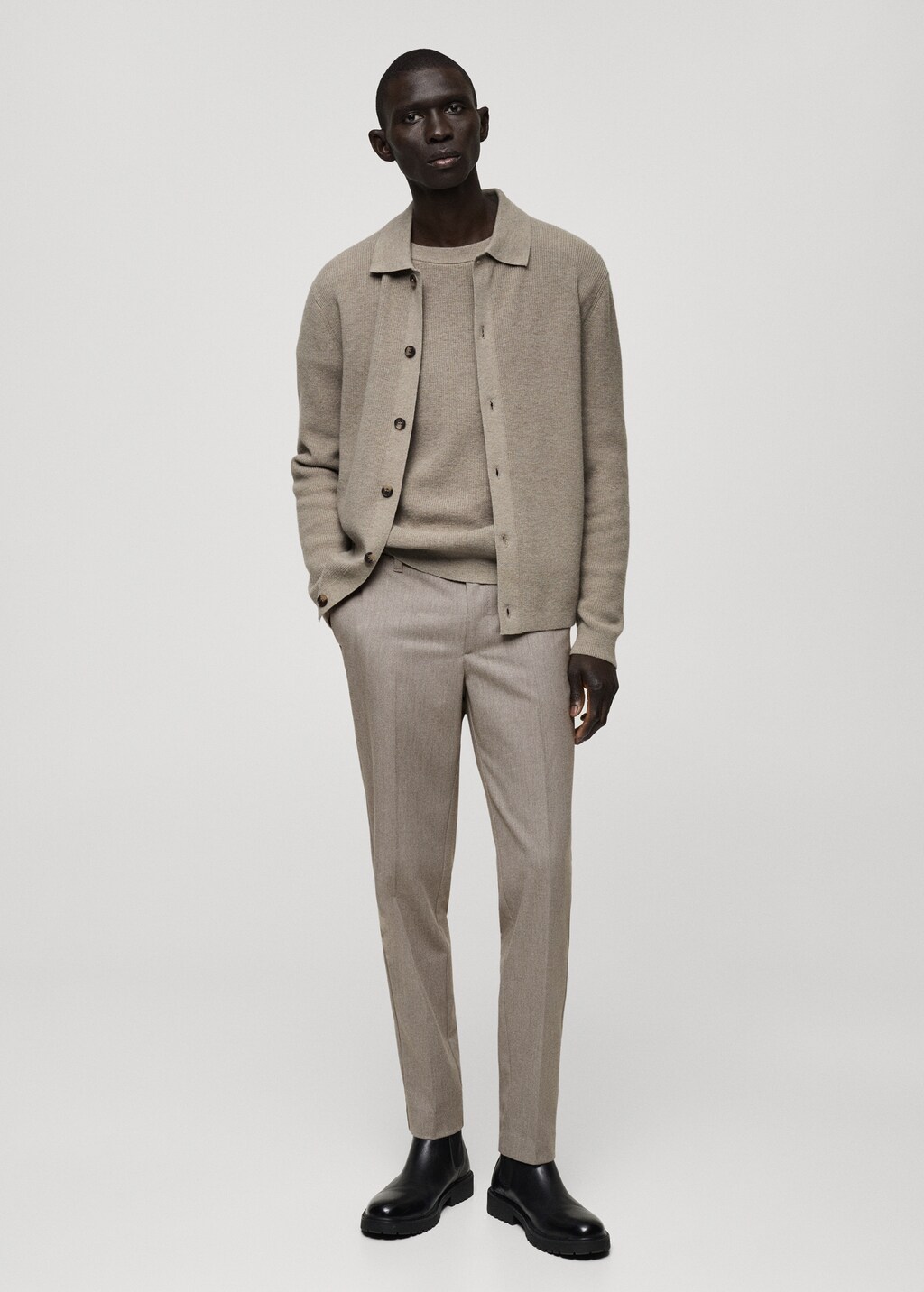 Slim-fit flannel trousers - Dark Navy