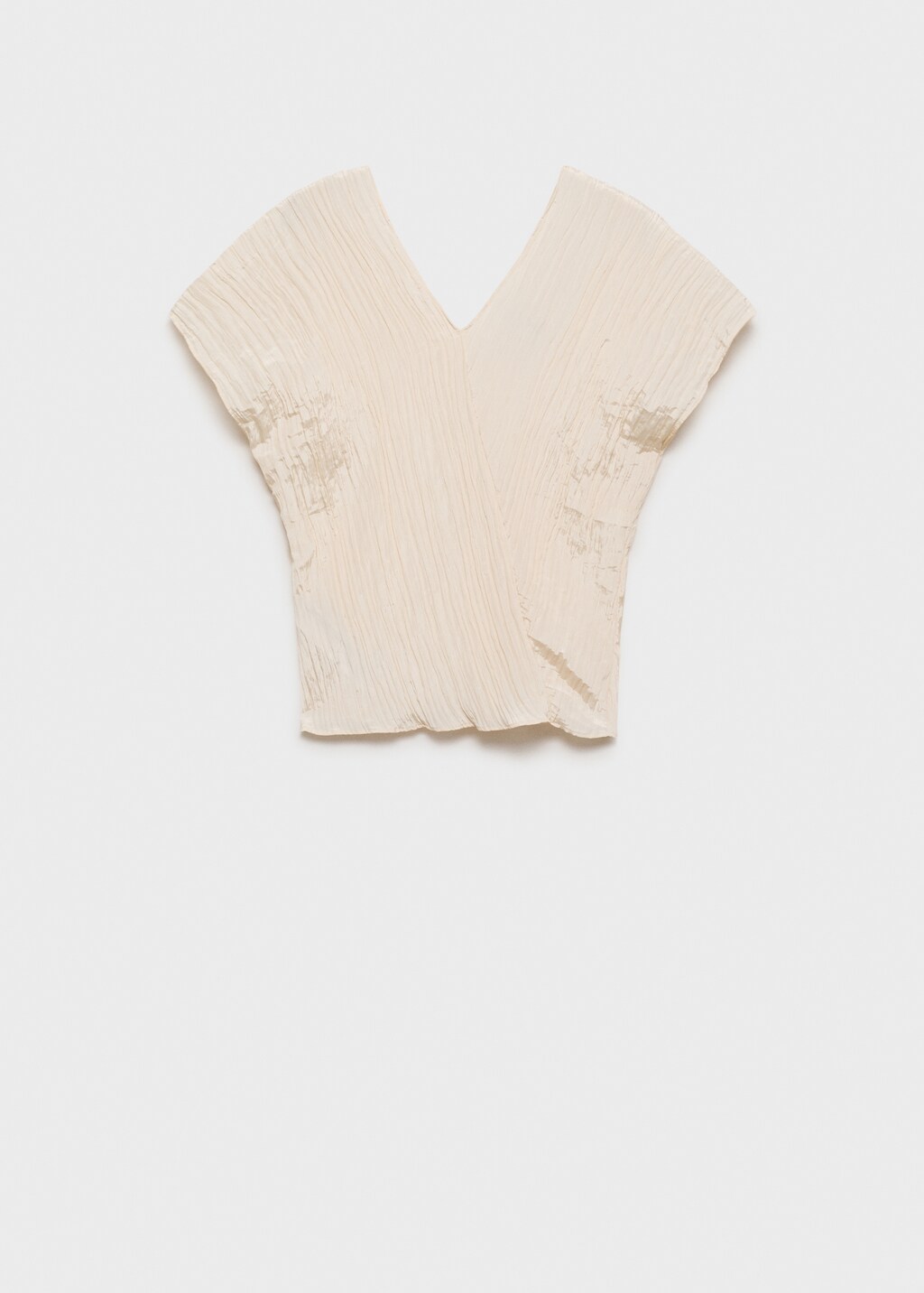 Wrinkled effect V-neck top - Blue