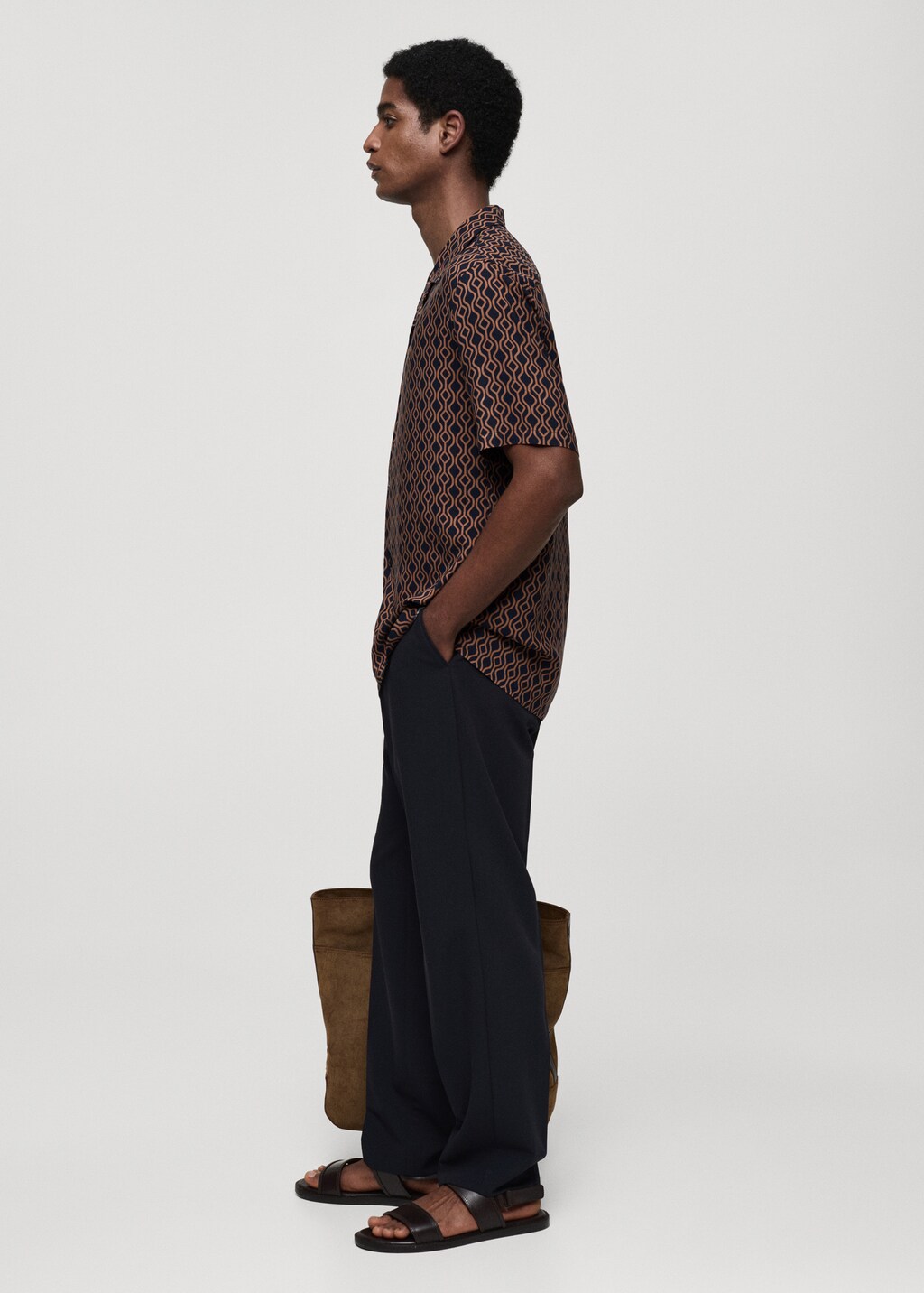 Printed fluid regular-fit shirt - Dark Navy