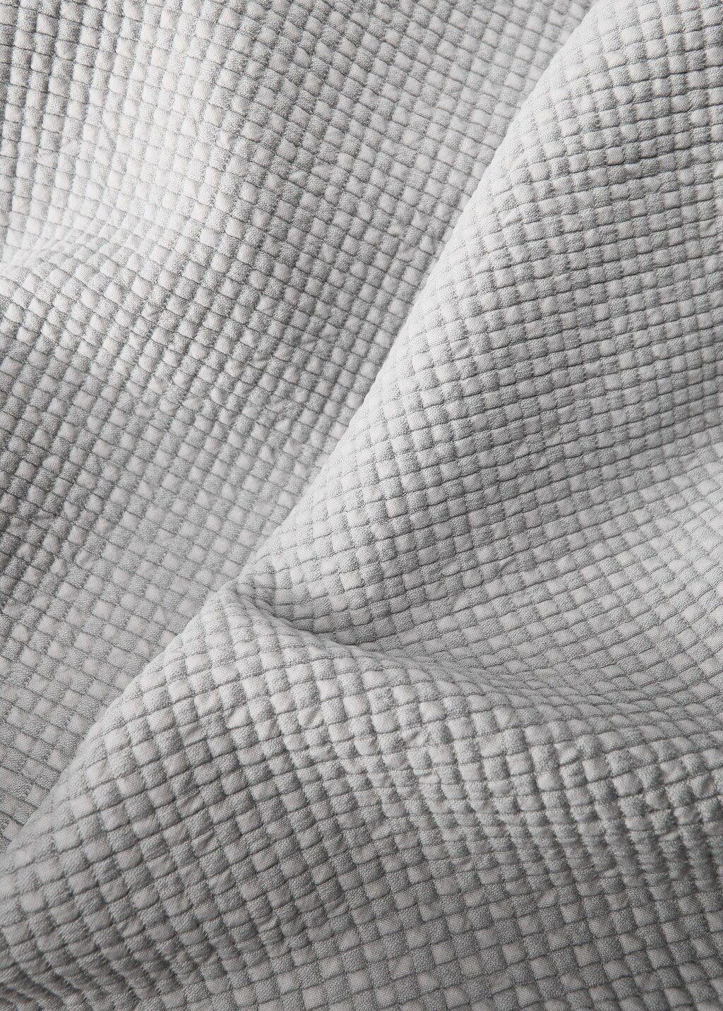 Cotton jacquard mini-check bedspread for 180/200 cm bed - Grey
