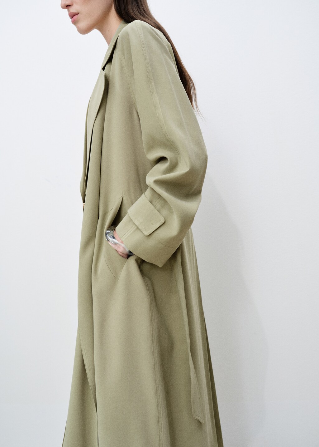 Soft trench coat with belt - Light/Pastel Grey