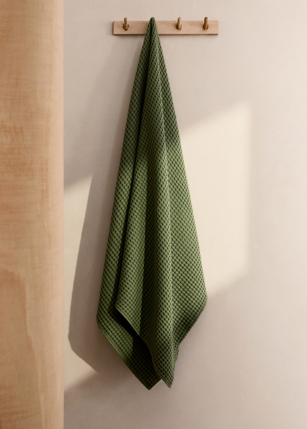 Washed cotton waffle bath towel - Blue