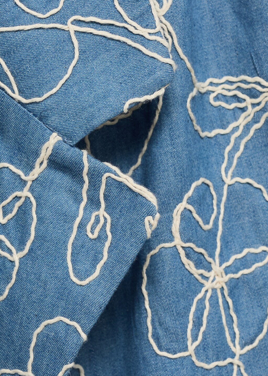 Denim overalls with embroidered detail - Medium Blue