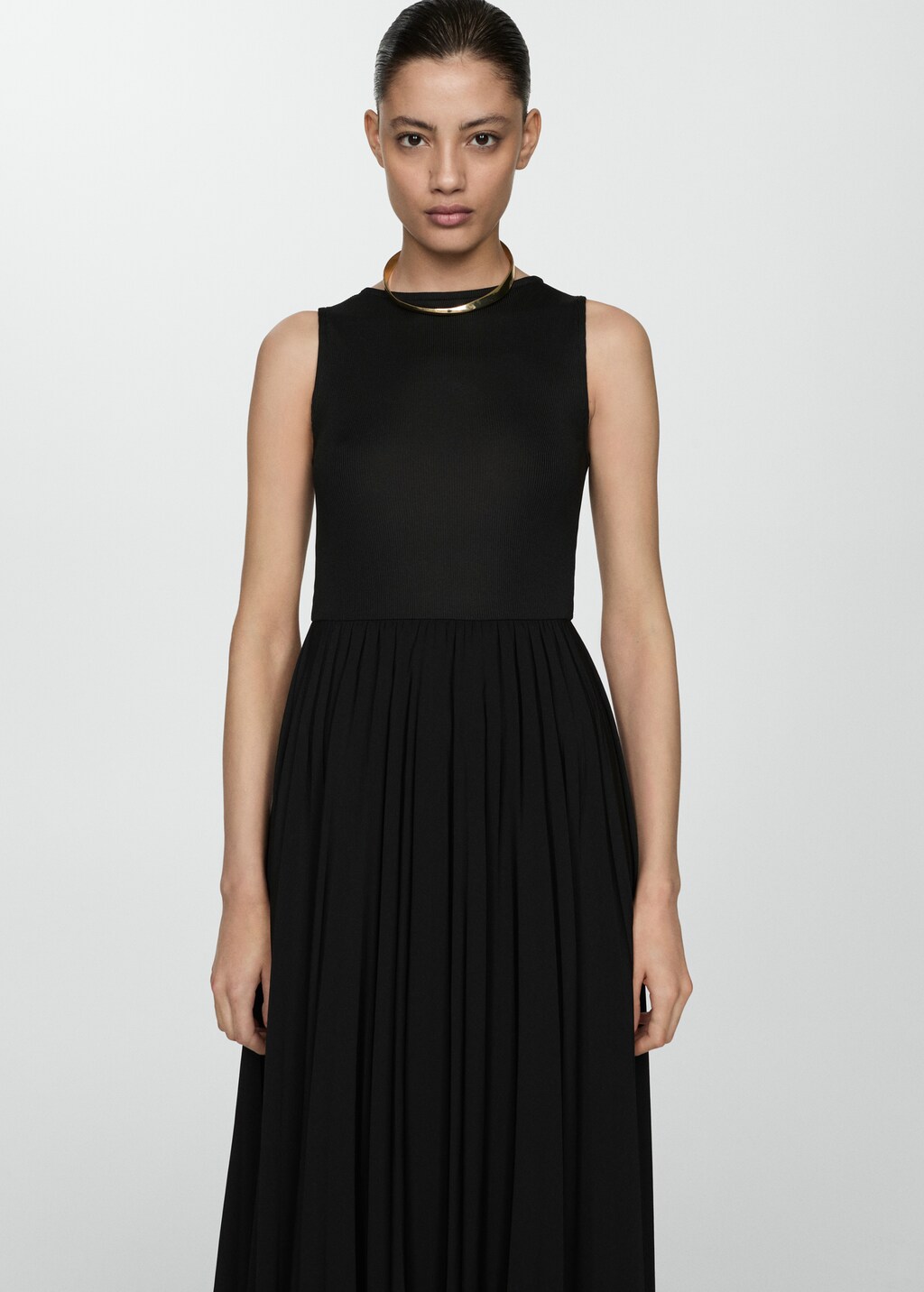 Pleated midi dress - Black