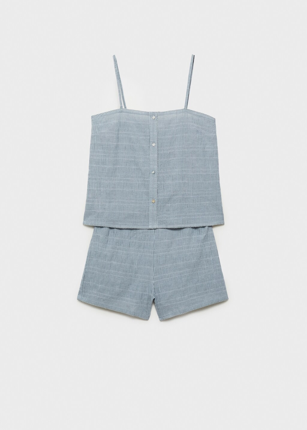 Seersucker striped cotton pyjama set - Lilac