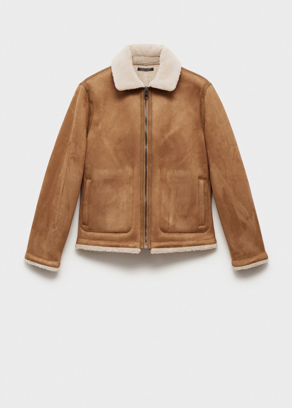 Double face jacket with sheepskin details - Medium Brown