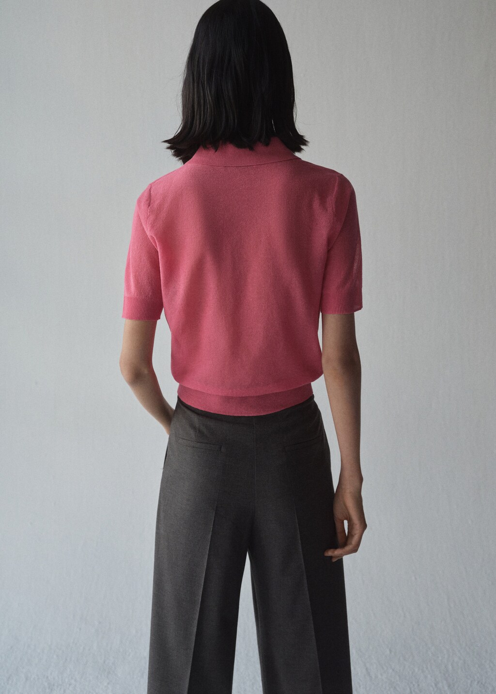 Knitted polo-neck sweater - Fuchsia