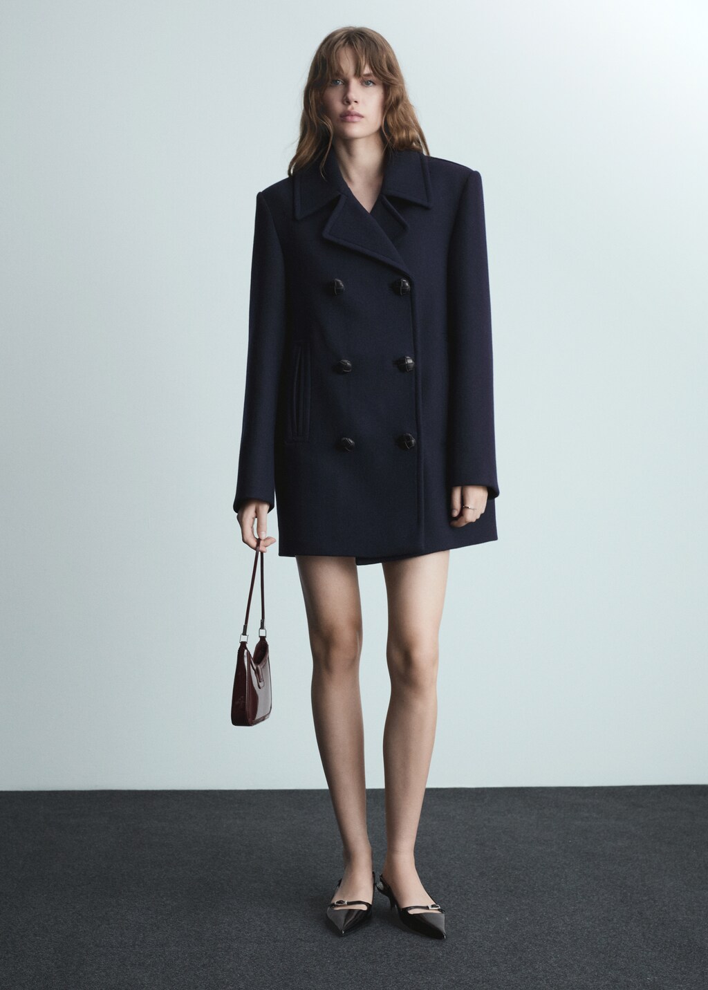 Structured oversize wool coat - Dark Navy