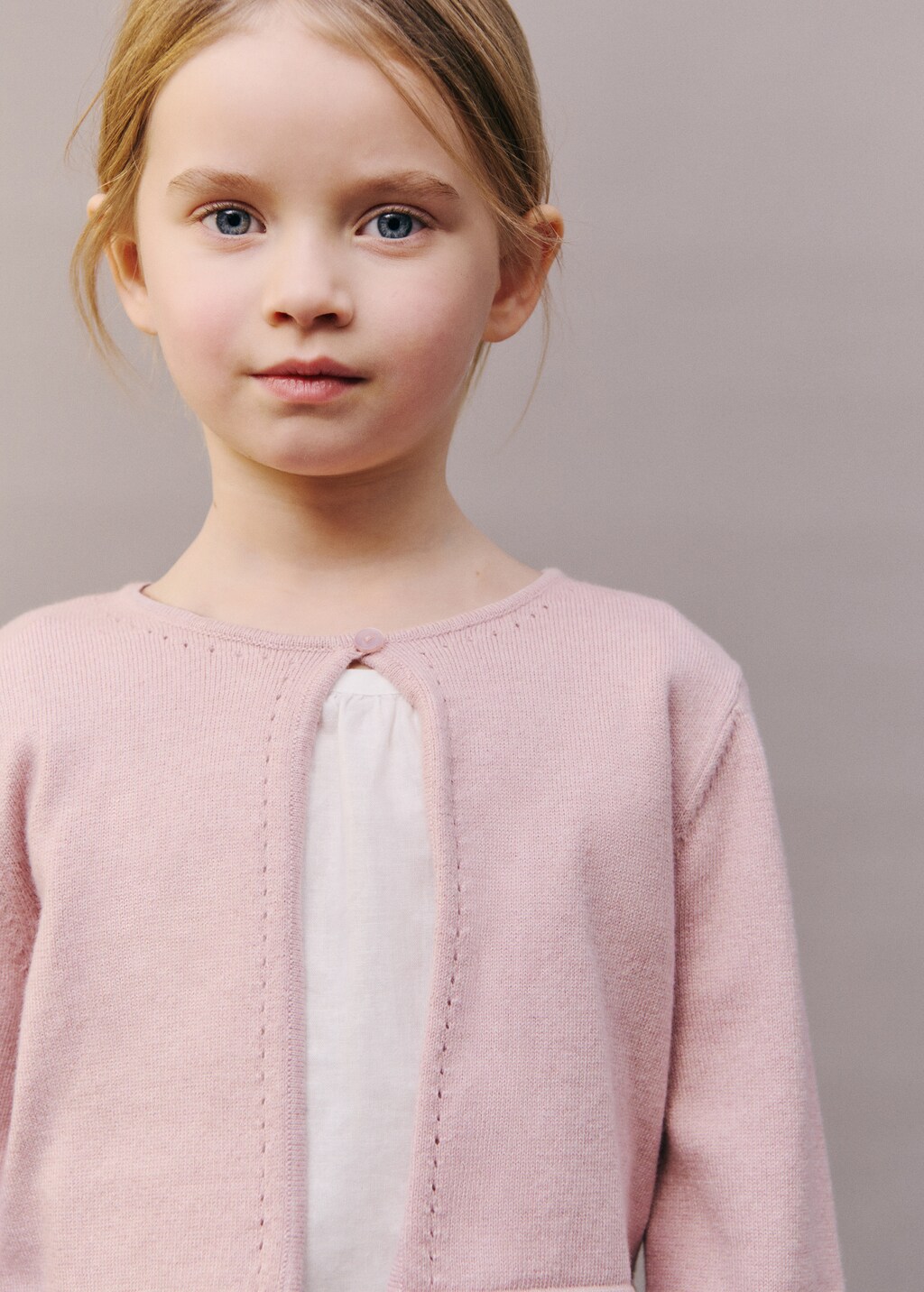 Openwork detail knit cardigan - Off White