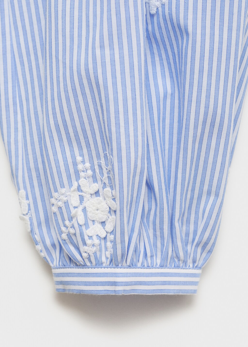 Flower embroidered striped shirt - Sky Blue