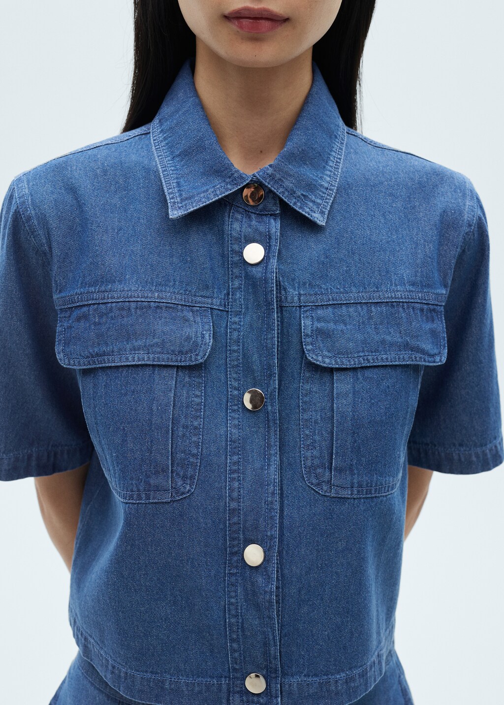 Cropped denim shirt - Medium Blue