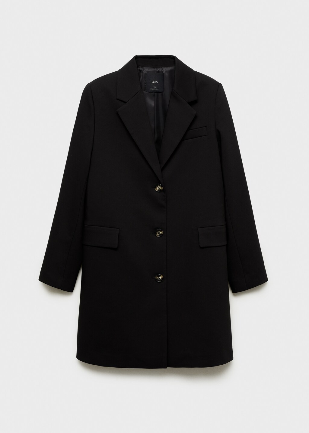 Cotton midi-coat with buttons - Black