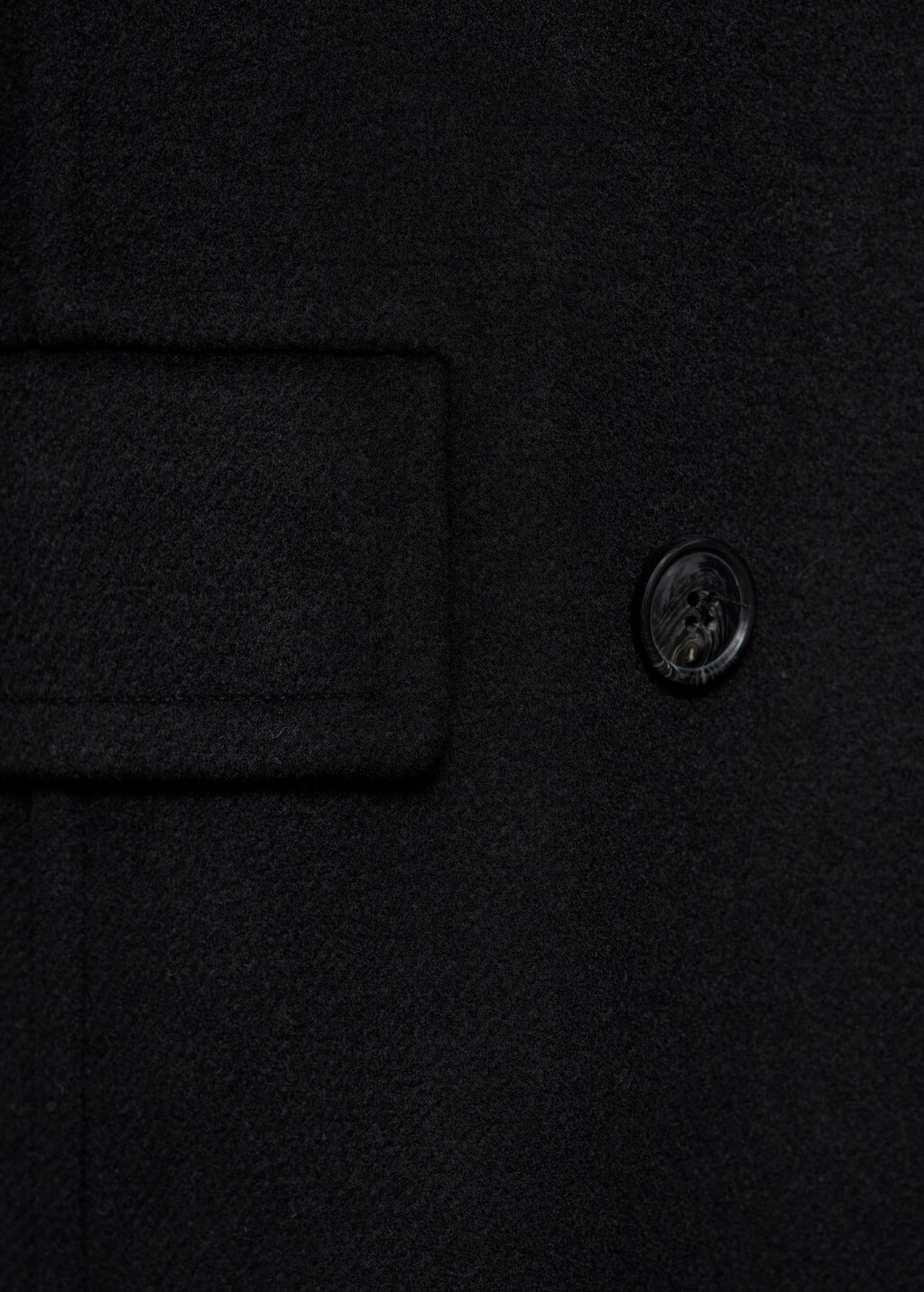 Double-breasted wool blend coat - Black