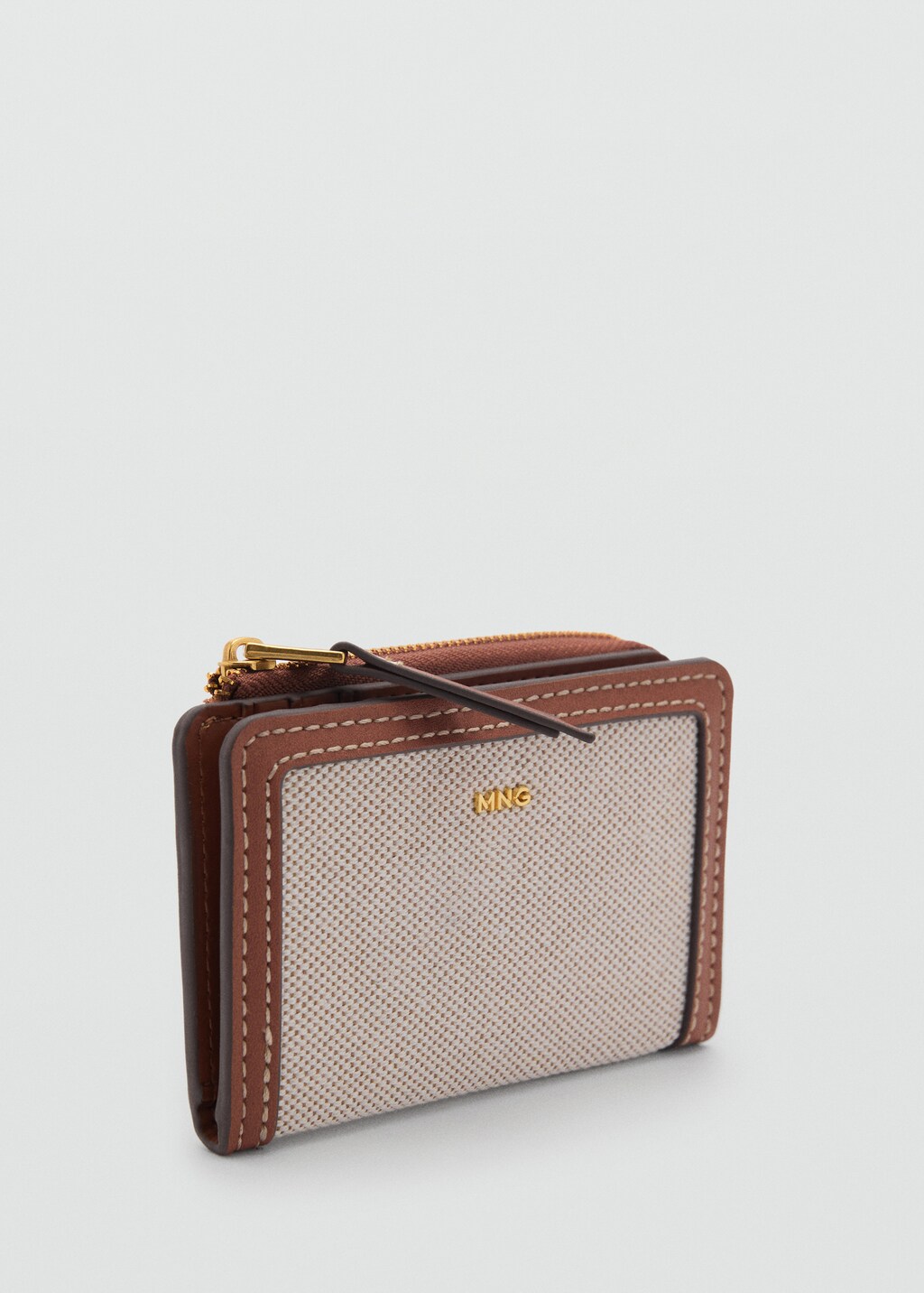 Contrast canvas flap wallet - Leather