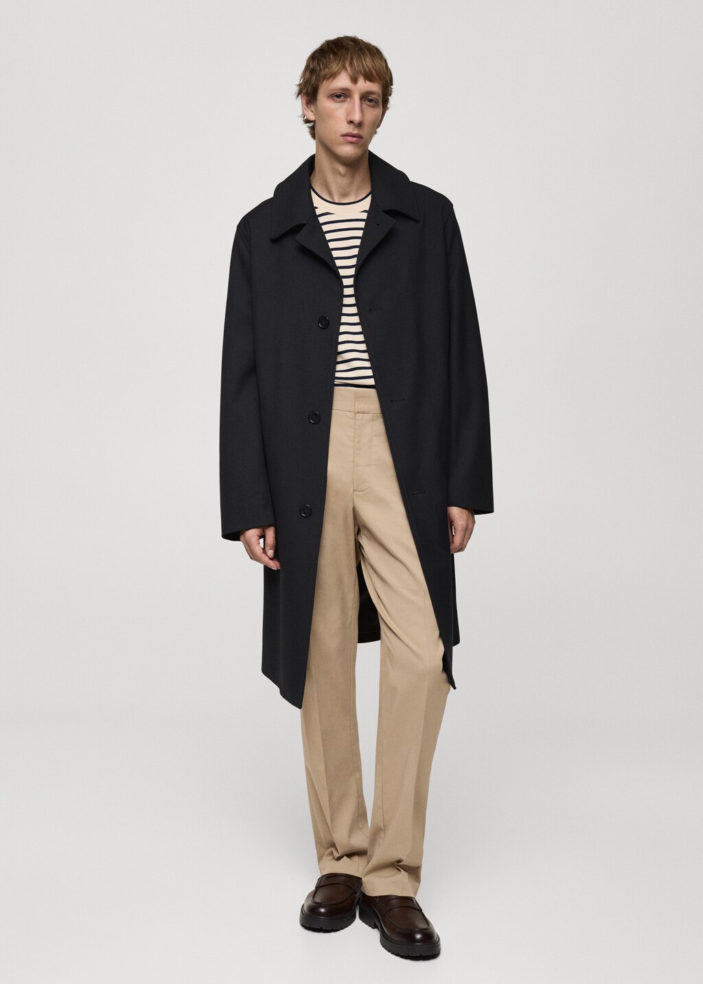 Oversized comfort stretch trench coat - Dark Navy