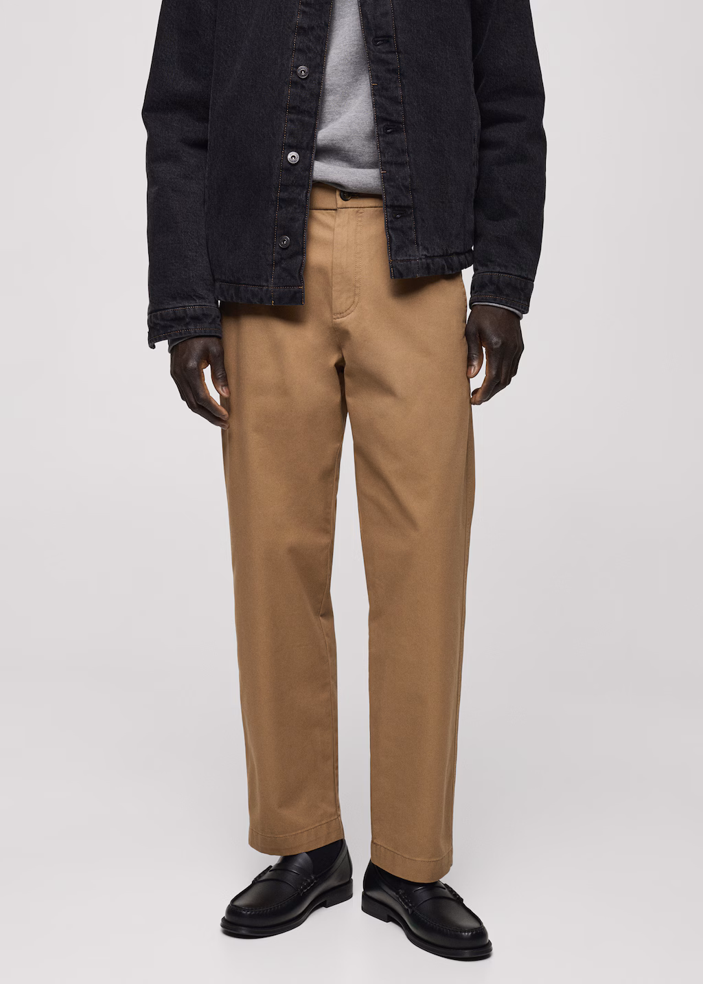 Regular fit cotton drawstring pants - Ecru