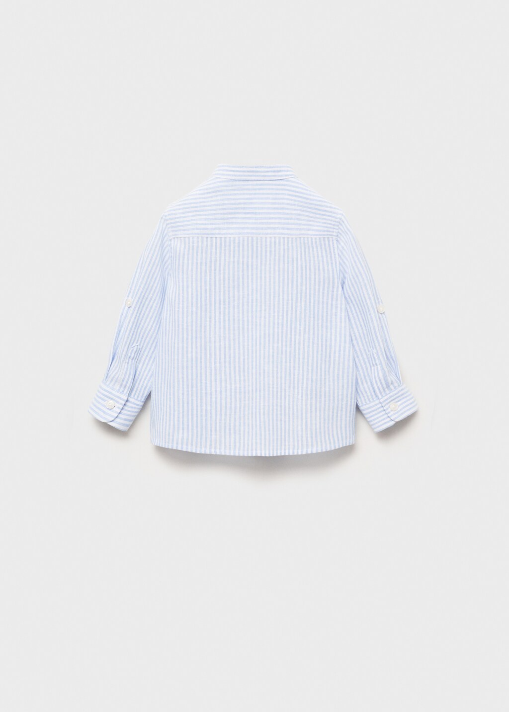 Striped mandarin-collar linen shirt - Blue