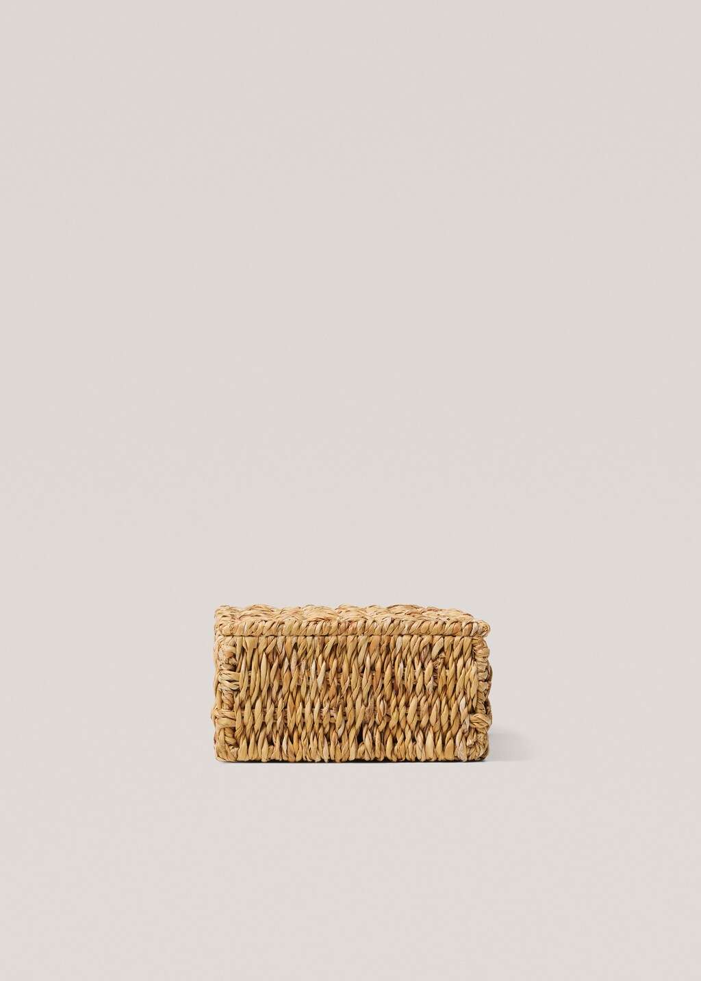 Natural fibre basket with lid 21x21cm - Brown