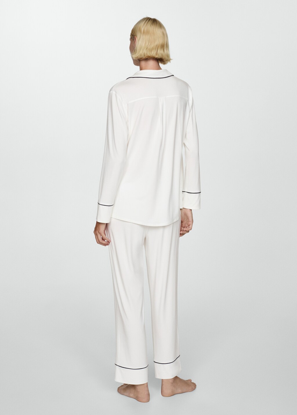 Two-piece pyjamas with piping - Dark Navy