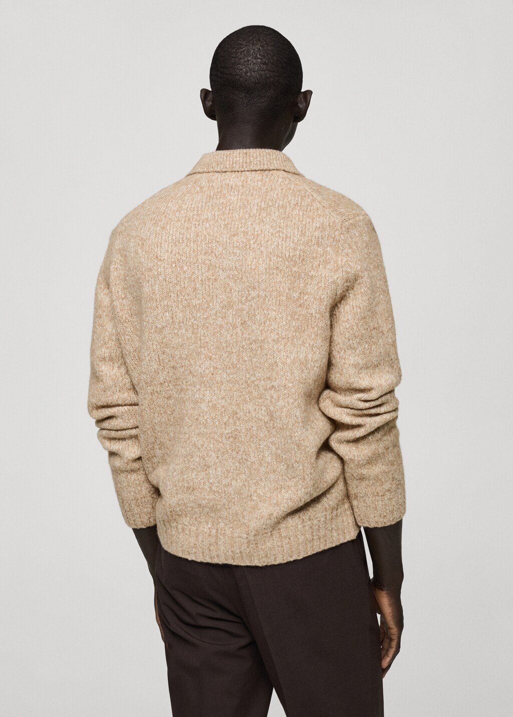 Knitted wool blend polo sweater - Mink Grey