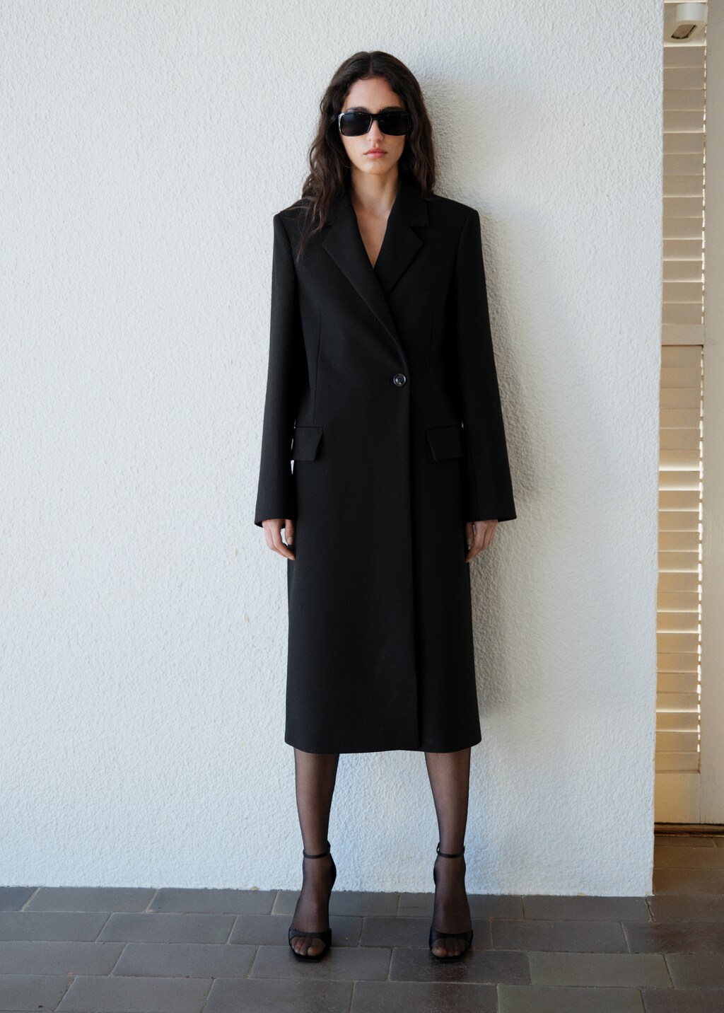 Long structured wool coat - Black