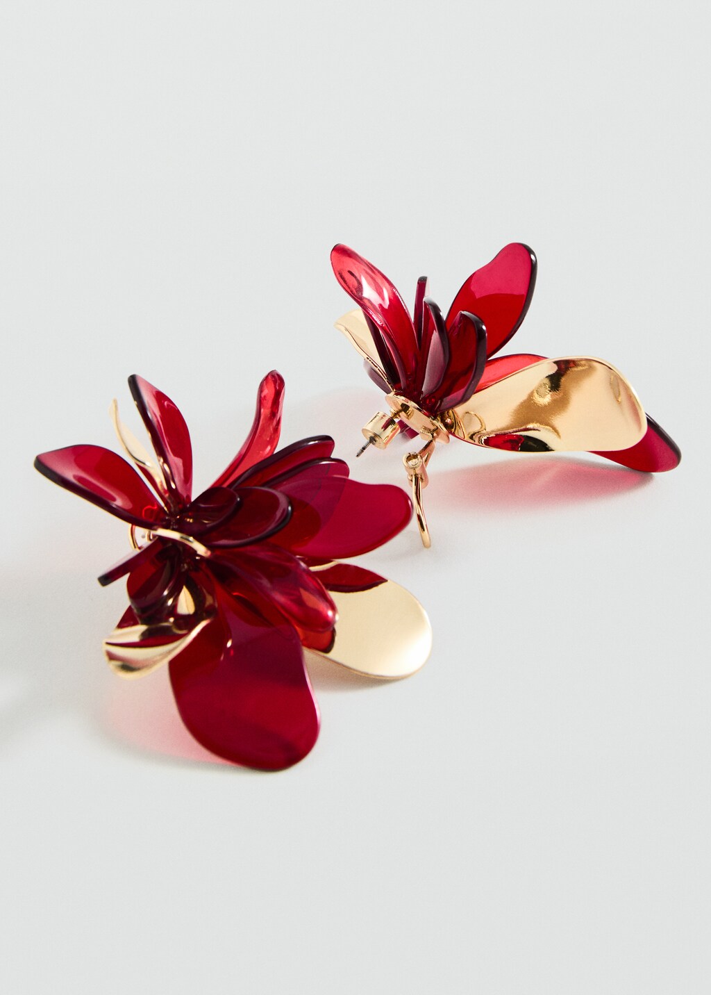 Combined flower earrings - Red