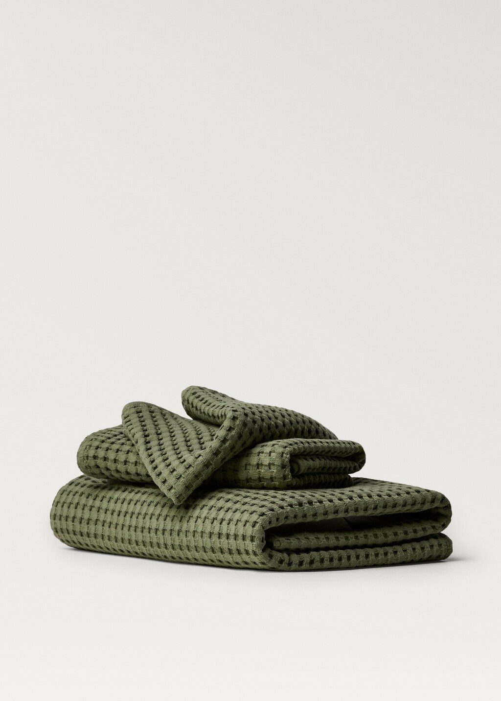 Washed cotton waffle bath towel - Blue