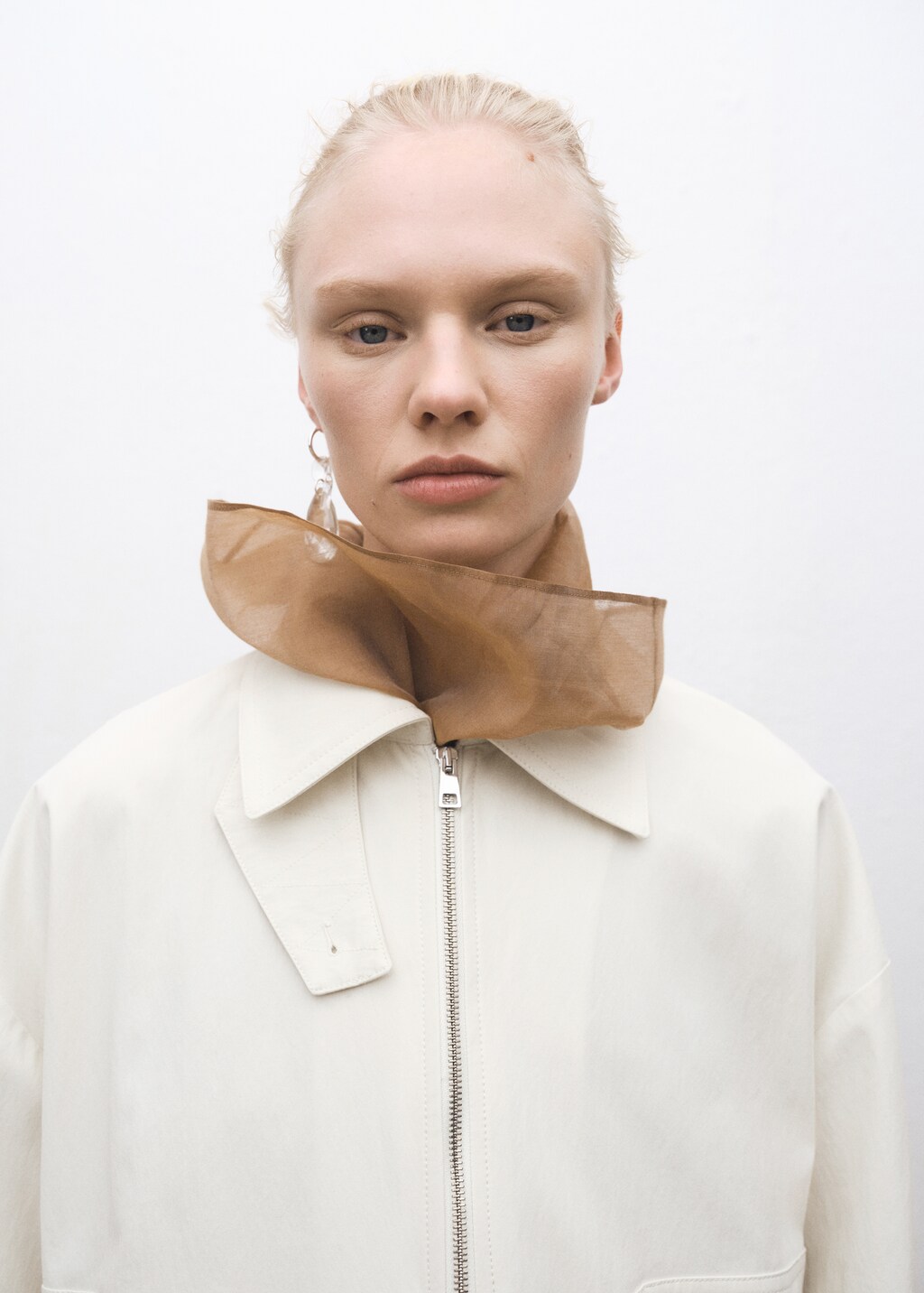 Bomber jacket with adjustable hem - Ecru