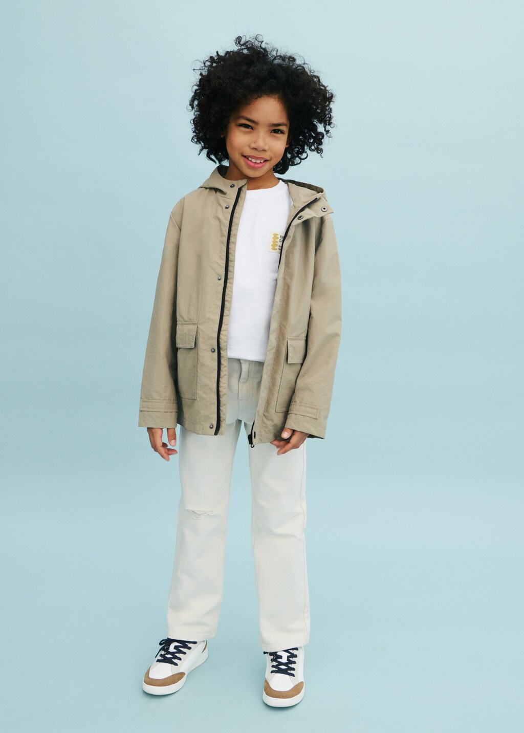 Hooded parka with pocket - Sand