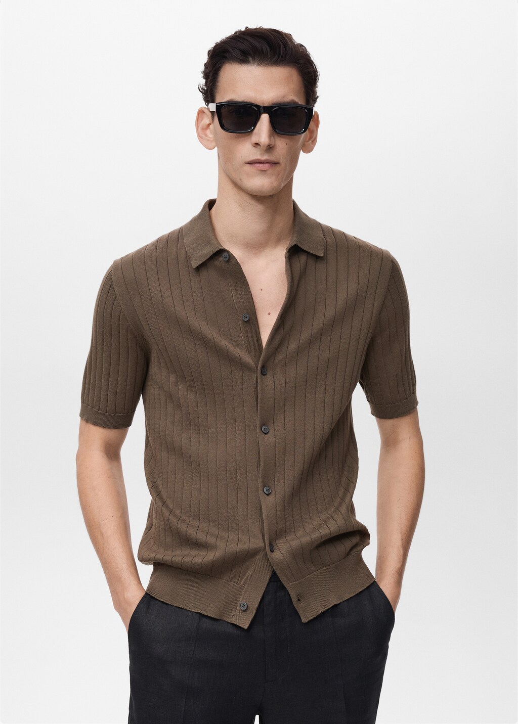 Fine rib-knit shirt - Ivory White