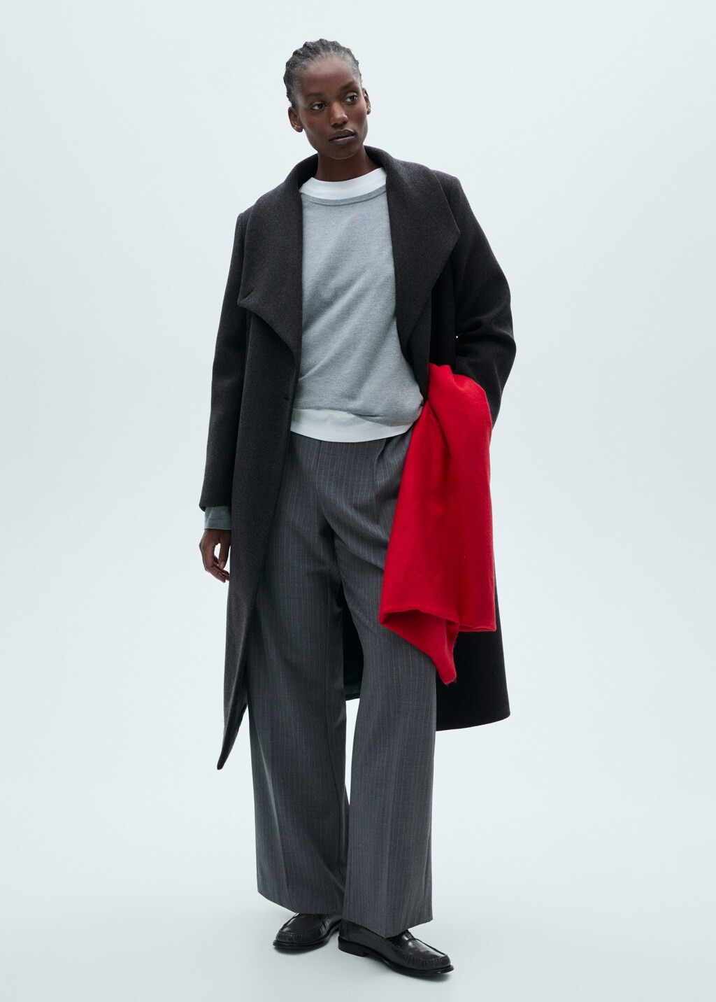 Woollen coat with belt - Grey