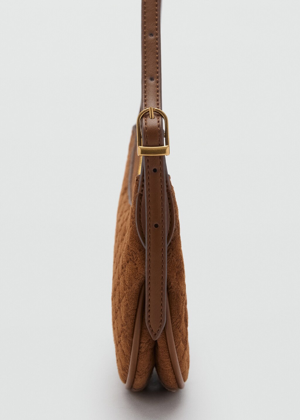 Suede shoulder bag with logo print - Leather