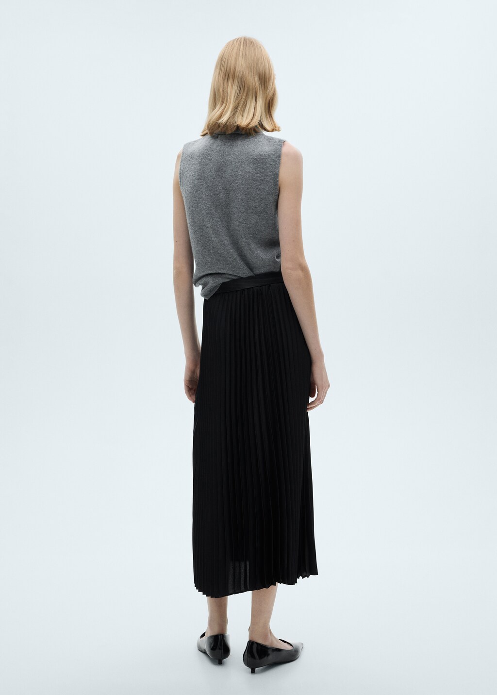 Straight pleated skirt - Black