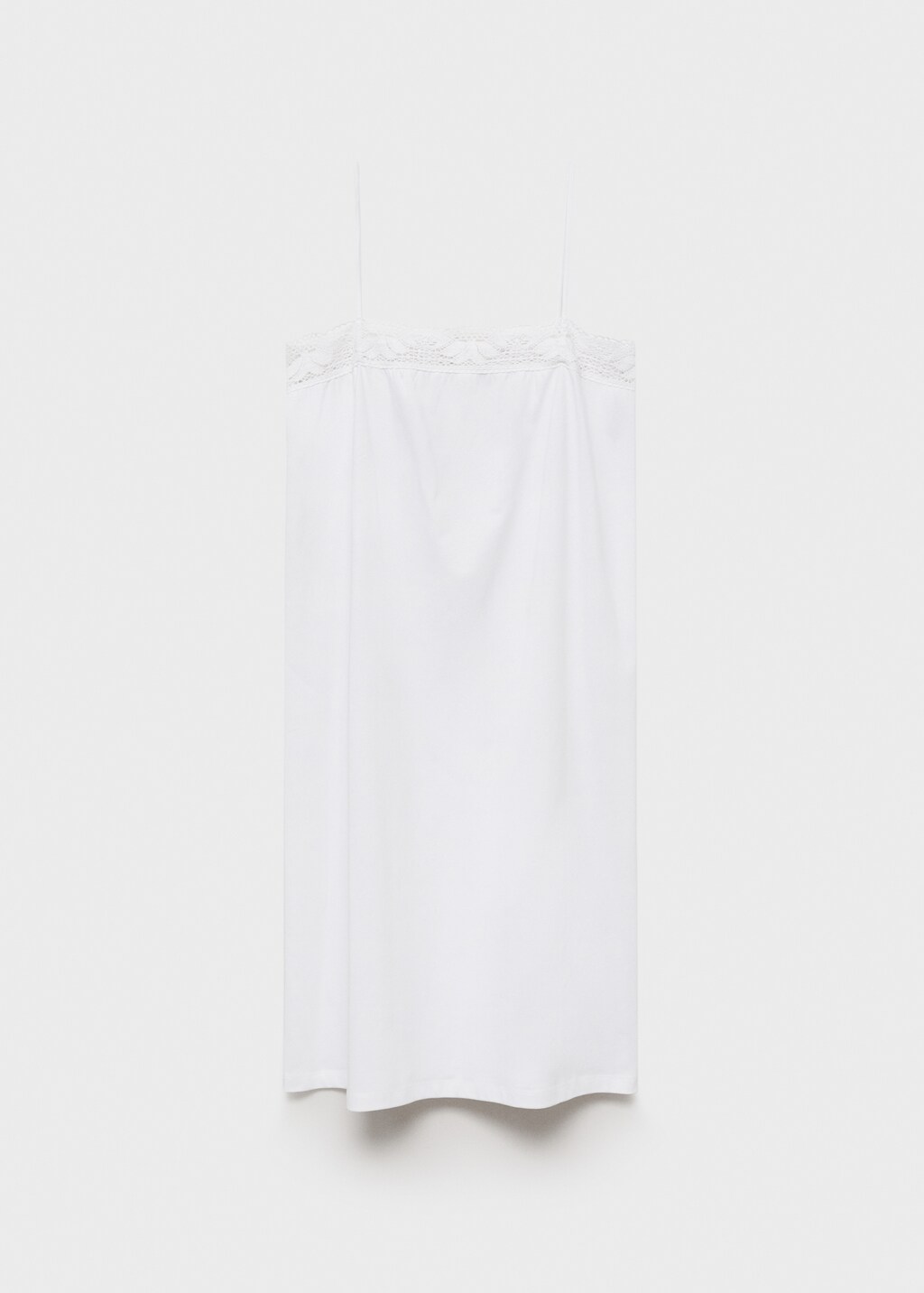 Cotton nightgown with lace detail - White