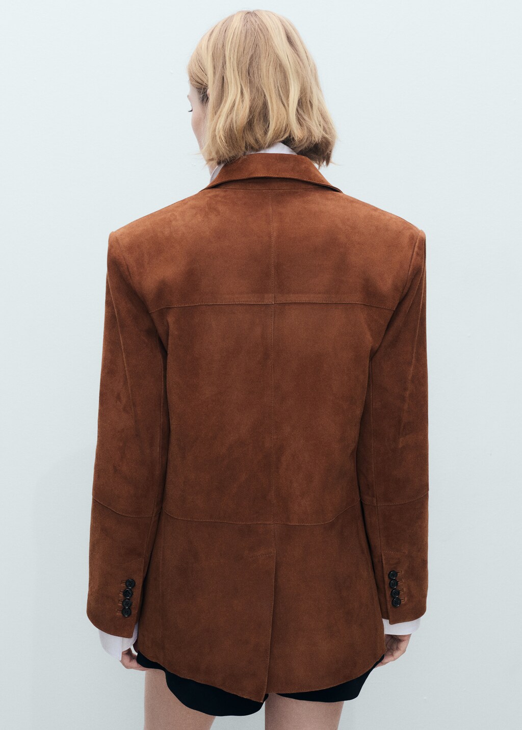 Straight suede jacket - Tobacco Brown