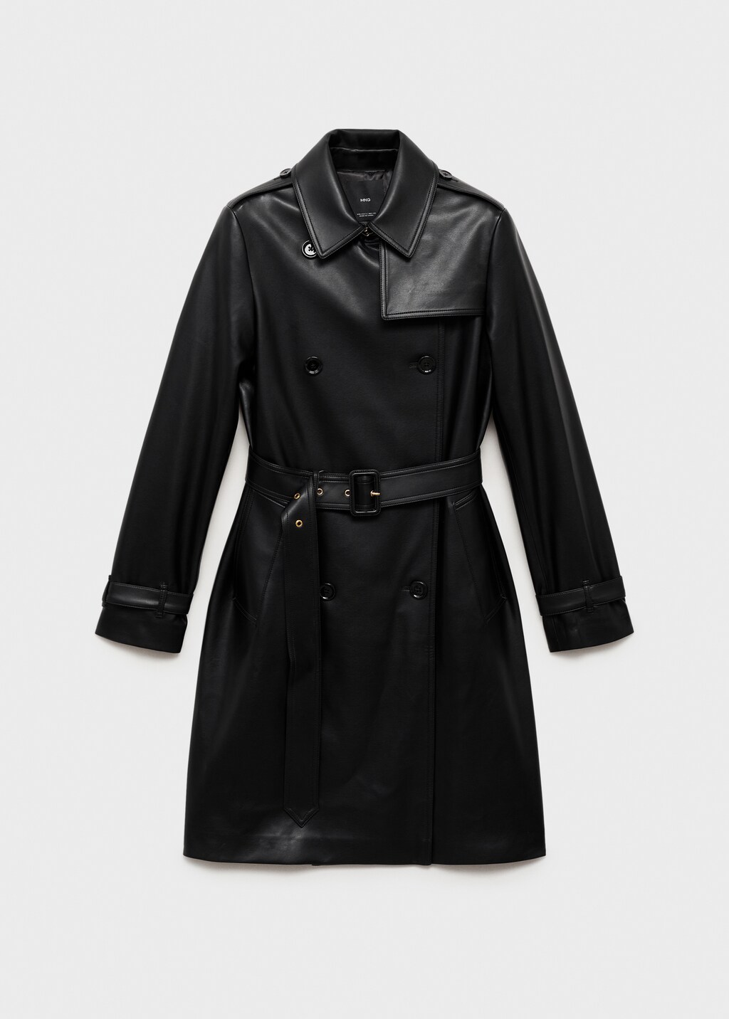 Leather-effect trench coat - Black
