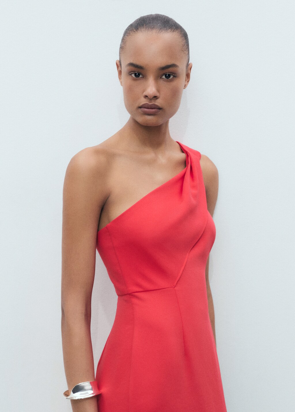 Asymmetrical bow-neck dress - Blue