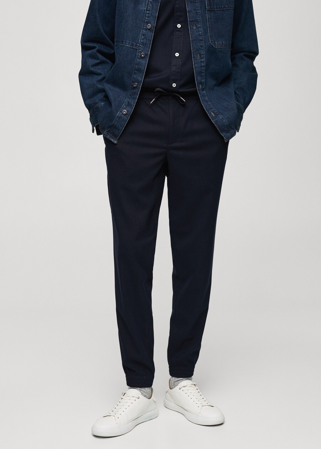 Cotton pants with adjustable drawstring - Khaki