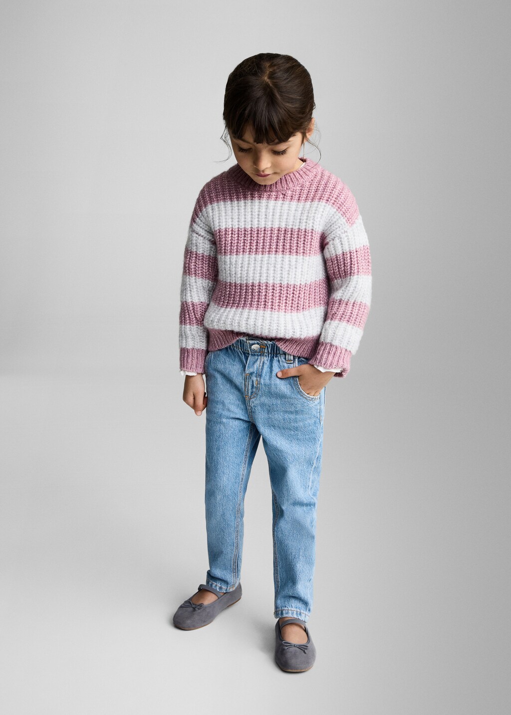 Straight paperbag jeans - Medium Blue