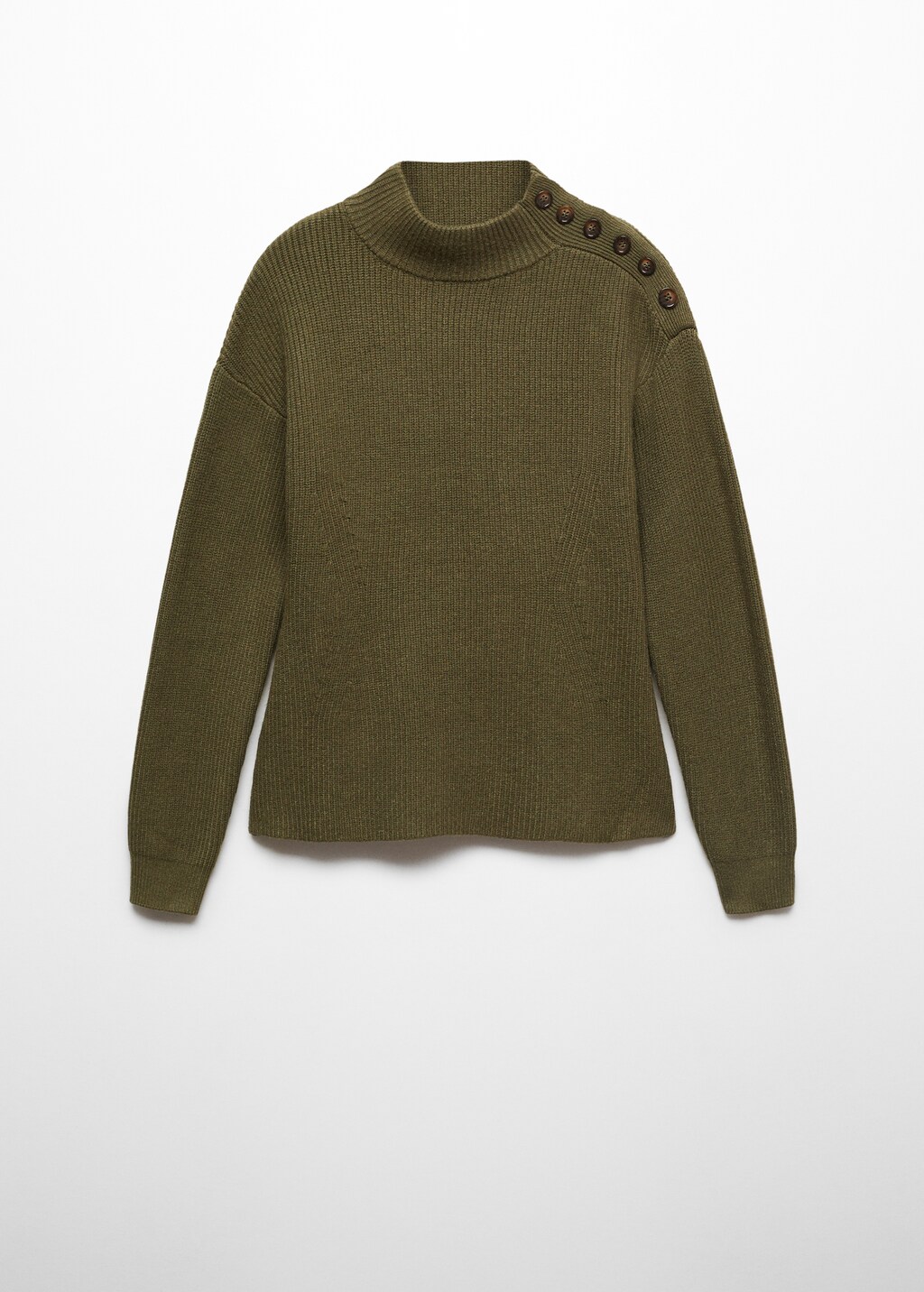 Shouder buttons ribbed sweater - Beige