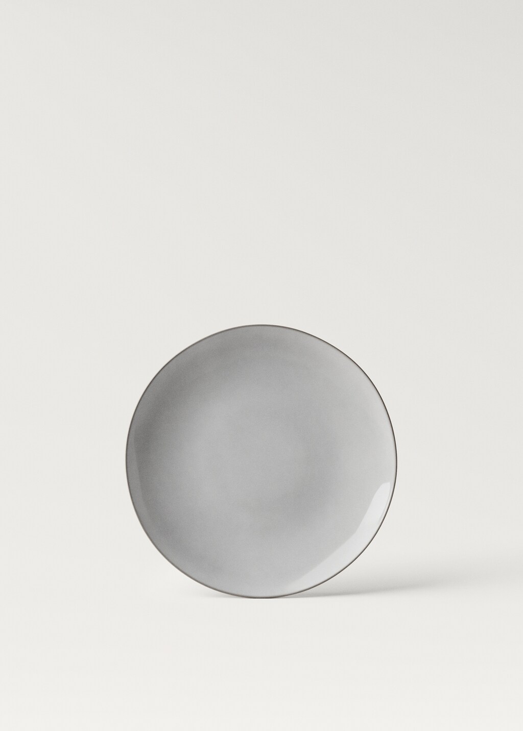 Stoneware dessert plate with contrast rim - White