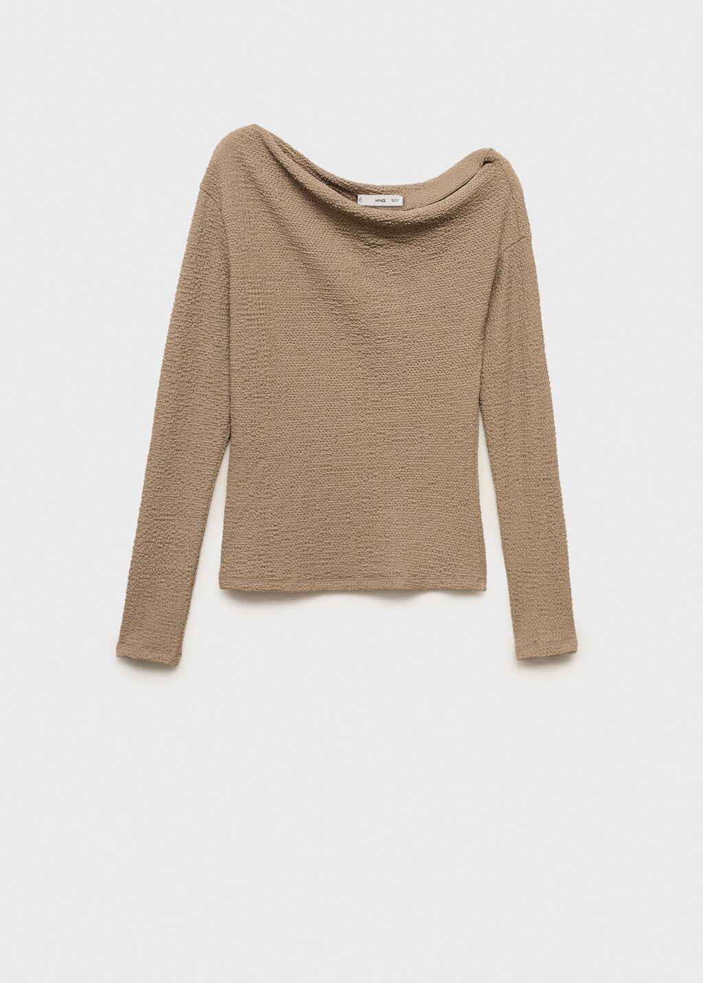 Textured asymmetrical neck t-shirt - Olive Green