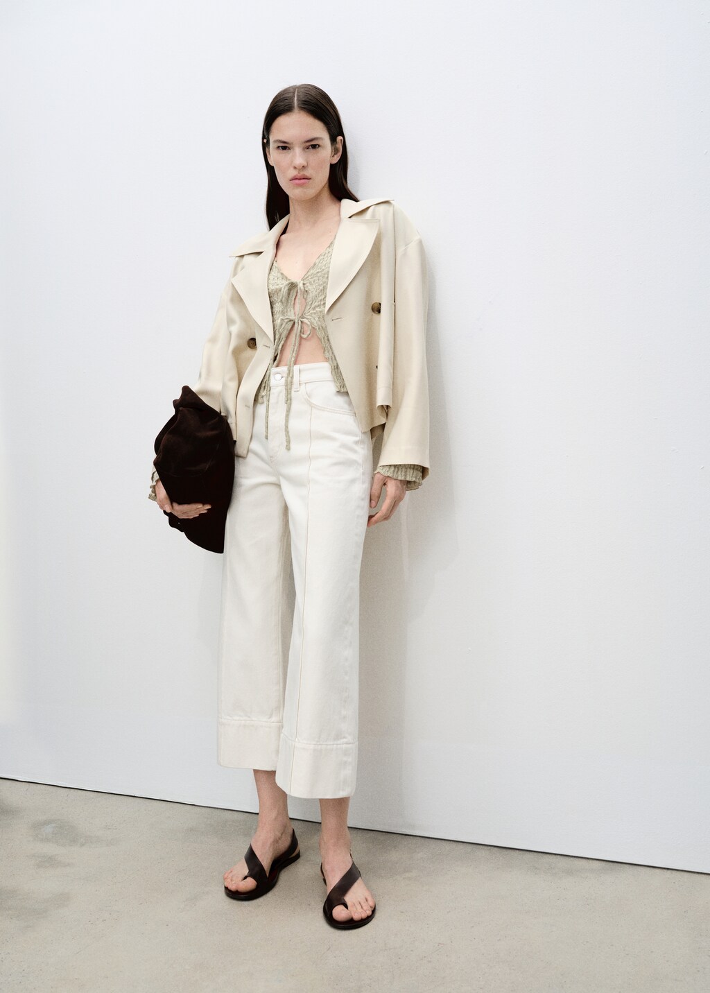 Cotton textured cardigan with bows - Light/Pastel Grey