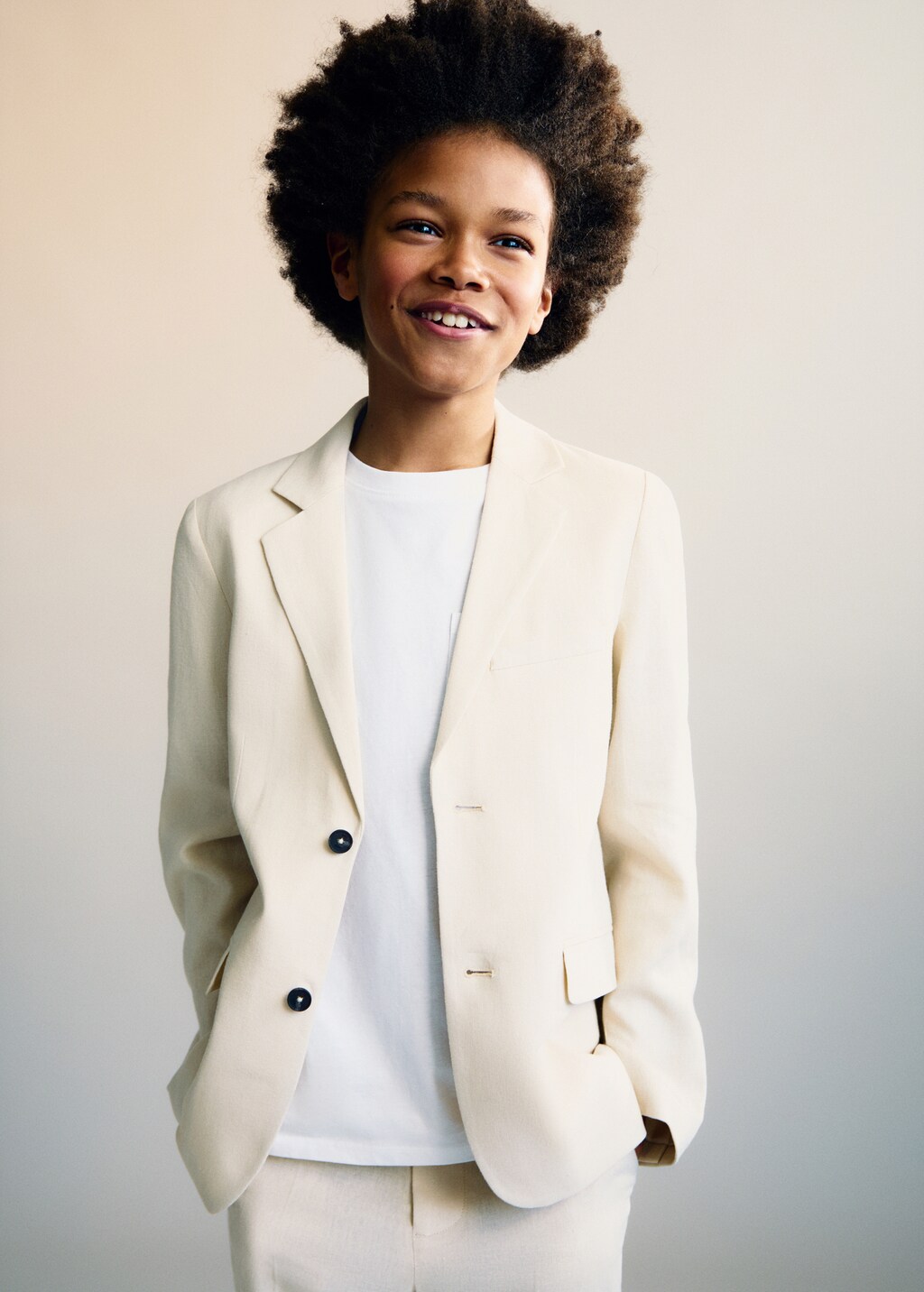 Linen jacket with buttons - Dark Navy