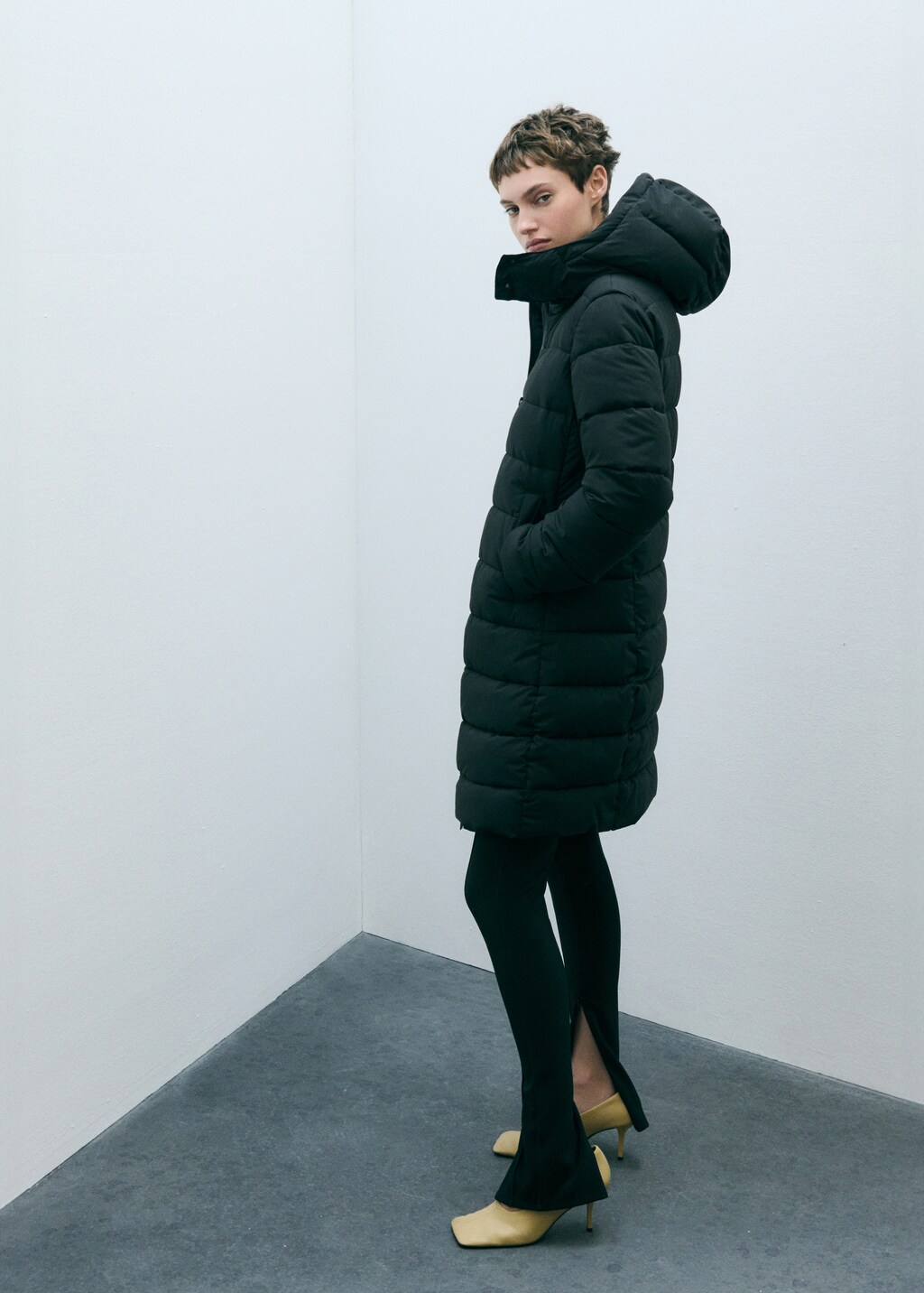 Water-repellent quilted coat - Medium Brown