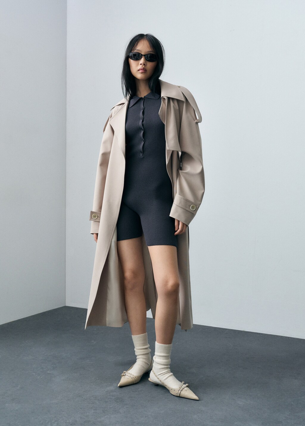 Polo-neck jumpsuit - Charcoal