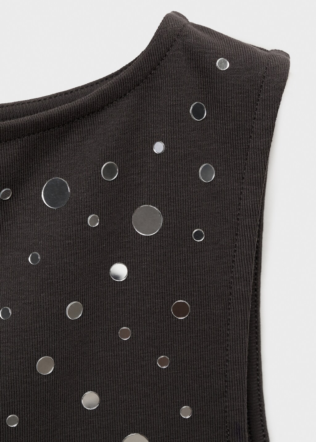 Cotton top with sequin detail - Charcoal