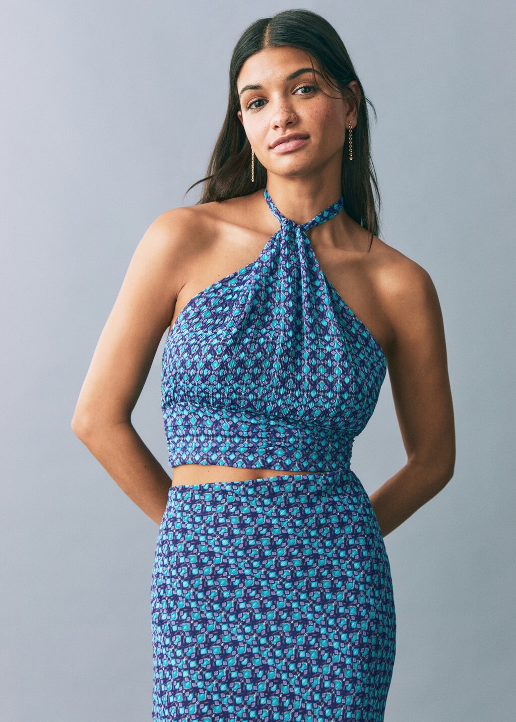Printed midi skirt - Turquoise