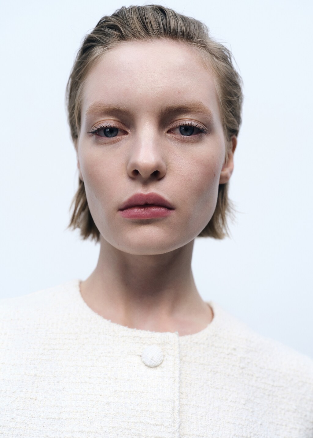 Tweed waistcoat with buttons - Ecru