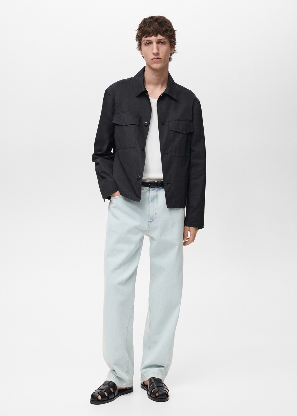 Relaxed-fit cotton overshirt - Black